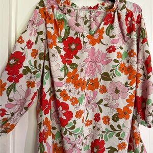 Floral Print Blouse with Red and Pink Flowers